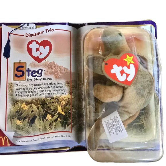 McDonald's Ty Dinosaur Trio Teenie Beanie Babies ~ Rex Steg Bronty ~ New in Box - Picture 4 of 7